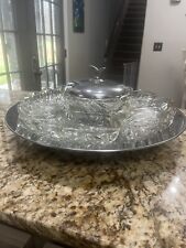 Mid Century Modern Chrome and Glass Lazy Susan Server picture