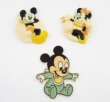 Vintage Disney Fridge Magnets Mickey & Minnie Mouse Baby Mickey W/Hooks picture
