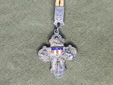 WWII GI US Army Catholic Patriotic Cross Necklace For Soldiers and Sailors 1940s picture