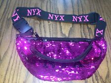 Krewe of NYX Pink & Black Flip Reversible Sequins Fanny Pack Orleans Mardi Gras picture