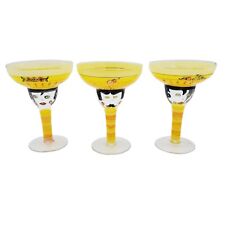 Lot of 3 Two's Company Hand Painted Margarita Glasses EUC Bareware Novelty picture