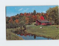 Postcard New England Farm lands in early Autumn New England USA picture