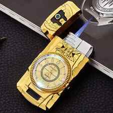 Luxury Butane Wind-Proof Jet Torch Lighter w/ Engraved Bird and LED/Quartz Watch picture