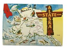 Alaska AK 49th State Map Postcard Vintage Standard Souvenir Postal Unused picture