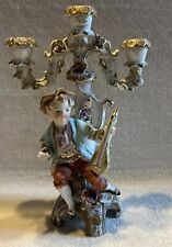 Vintage 1930’s Camille Naudot French Boy With Instrument. 3 Candle Holder. picture