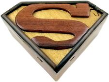Superman Handcrafted Carved Intarsia Wood Puzzle Box Jewelry Trinket Box picture