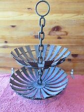 Vintage Wrought iron Windmill fruit dessert baskets 2 tier plant stand chain picture