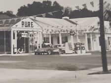 Vintage Photo Historic Pure Gas Station Sign Auto 5x7