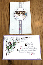 Lot of 2 Greetings Postcard with Kittens - c1913-1914 picture