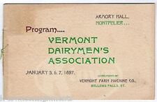 Vermont Dairymen’s Association Farm Machines Antique Advertising Program 1897 picture