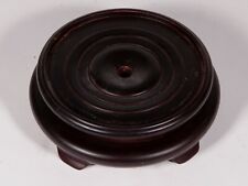 Vintage Wood-like Lamp Base - Round Dark Footed Lamp Base - Sculpture Stand picture