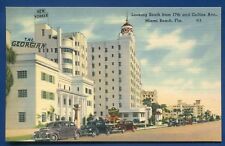 Looking South from 17th & Collins Avenue Miami Beach Florida fl linen postcard picture