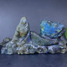 2.72lb Natural Labrador stone Quartz Carved mermaid Crystal Reiki Gem Decor picture