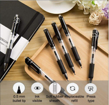 24-Pack Retractable Black Gel Pens - 0.5mm Quick-Drying Ink, Bullet Tip Rollerba picture