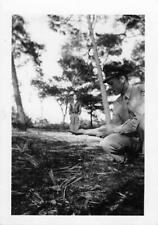 1947 Snapshot Photo Trick Photography Soldier Holding Man In Hand Rare Abstract picture
