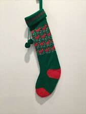 Vtg 1983 Knit Reindeer Sock Christmas Stocking Red Green 23