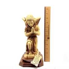 Guardian Angel with Wings Praying, Wooden Hand Carving from Holy Land 10.5