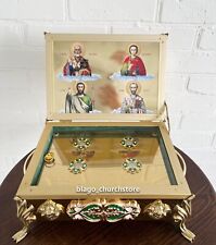 Orthodox Ark For Holy Relics Bulat Green Enamel Church Ark with Icon 11.41