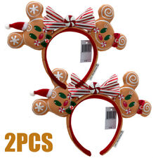 2PCS Disney-Parks Minnie Mickey Gingerbread Christmas Ears Headband picture