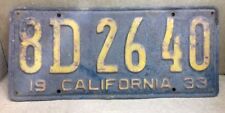 RARE DMV CLEAR  1933. ( CALIFORNIA ) 8D 26 40 LICENSE PLATE - VINTAGE picture