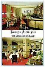 Kenny's Steak Pub Restaurant Dining Room New York City NY Dual View Postcard picture
