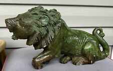 Lion Sculptures Signed J Jonasi African Stone Carving Green Large Heavy DAMAGE picture