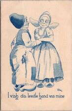 Vintage 1913 Comic Greetings Postcard Dutch Boy & Girl / Artist-Signed WALL picture