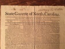 Very RARE 1798 North Carolina Newspaper STATE GAZETTE, Edenton, NC Press imprint picture