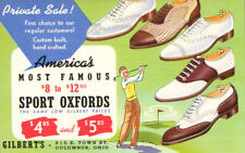 VTG 1942 ADVERTISING PC GILBERT SHOE CO COLUMBUS OH SPORT OXFORDS GOLF SHOES NOS picture
