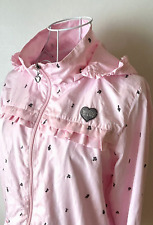 Mezzo Piano Windbreaker Size L/160 Pink Hood Music Note Embroidery Heart Zipper picture