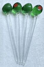 Set of Four Crate & Barrel Lucite Olive Picks 4.5” picture