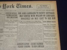 1920 JULY 8 NEW YORK TIMES - COX ASKS LOUISIANA TO RATIFY SUFFRAGE - NT 9324 picture