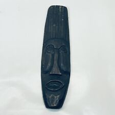 VINTAGE Folk Art Hand Carved Wood Face Tribal Wall Art Long Thin Face picture