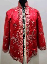 Vintage SILK Embroidered Womens KIMONO Padded Coat Jacket Lamb Fur Lining Asian picture