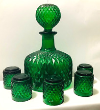 Vintage Empoli Quilted Diamond MCM Decanter and 5 Shot Glasses picture