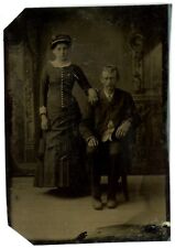 c1860'S 1/6 Plate 2.25X3.25 in TINTYPE Stoic Haunting Famished Looking Couple picture