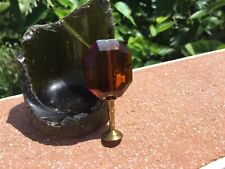 Faceted Amber Colored Glass And Brass Custom Tobacco Pipe Tamper picture