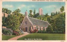 Vintage Postcard 1936 Wee Kirk O' Heather Church Lawn Memorial Park Glendale CA picture