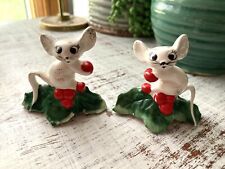 Vtg Pair Christmas 1958 Holt Howard Mice Candle Huggers Figurines Japan  *Flaw* picture