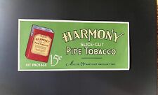 Early Vintage ~ NOS ~ HARMONY  Slice Cut Pipe Tobacco Paper Trolley Sign picture