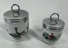 ROYAL WORCESTER Egg Coddler White w/Bird Motif 2pcs Large and Small Home Kitchen picture