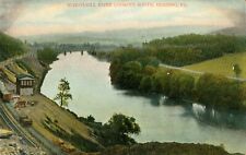 SCHUYLKILL RIVER looking South, Reading PA Antique 1907 Railway edge of River picture