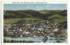 Postcard Bird's Eye View Business Section Williamsport Pennsylvania Vintage WB picture