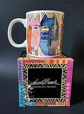 Laurel Burch Fantastic Tribal Felines Cats Ceramic Coffee Mug 14oz New In Box picture