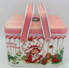 Vintage 1982 Pink Strawberry Shortcake Metal Picnic Lunch Box picture