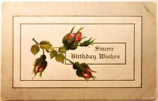 Vintage Postcard Best Birthday Wishes Rose Flower Design Remembrance Card picture