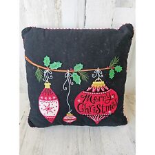 Ornament pillow 14x14 tree red embroidered glitter picture