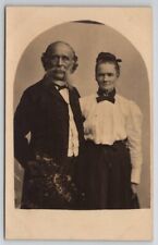RPPC Older Couple Man With Burnside Full Beard Lovely Woman Postcard P26 picture