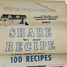 1969 Steuben County Angola Indiana Local Recipe Collection Paper TF5 picture