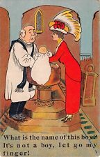 1920 Comic PC-Priest At Baby Christening Has Mothers Finger-Thinks It's a Boy picture